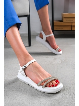 White - Sandal - Sandal - DİVOLYA