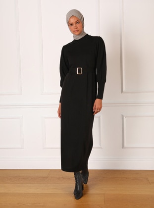 Black - Knit Dresses - Refka