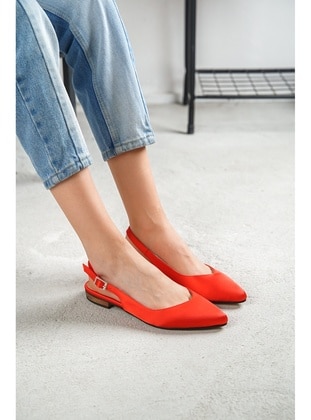 Red - Flat - Flat Shoes - DİVOLYA