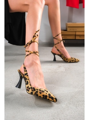 Leopard Print - High Heel - Heels - DİVOLYA