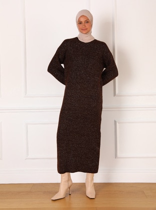 Brown - Knit Dresses - Refka