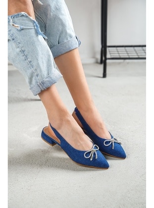 Dark Blue - Flat - Flat Shoes - DİVOLYA
