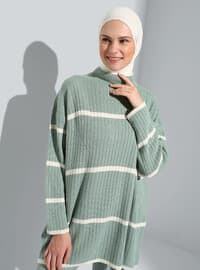 Green Almon - Stripe - Unlined - Mock-Turtleneck - Knit Suits