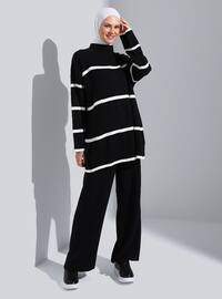 Grey - Stripe - Unlined - Mock-Turtleneck - Knit Suits