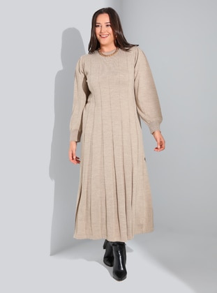 Dark Mink - Plus Size Knit Dresses - Alia