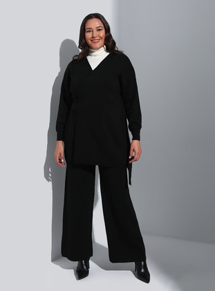 Black - Plus Size Knit Co-ords - Alia