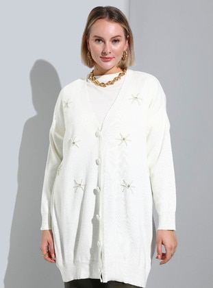 Ivory - Plus Size Knit Cardigan - Alia