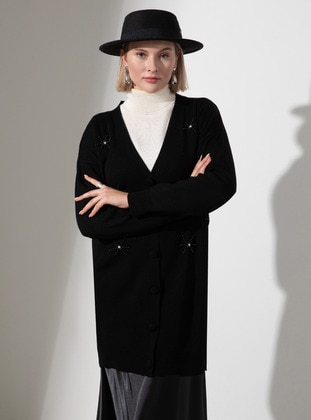 Black - Plus Size Knit Cardigan - Alia