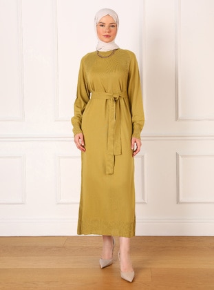 Olive Green - Knit Dresses - Refka