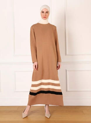 Camel - Knit Dresses - Refka