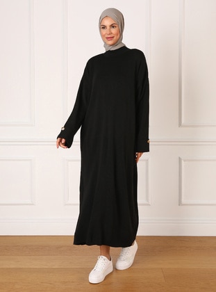 Black - Knit Dresses - Refka