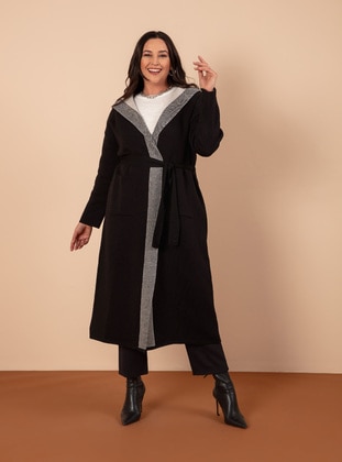 Black - Plus Size Knit Cardigan - Alia