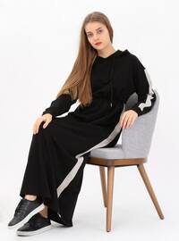 Black - Hooded collar - Modest Dress