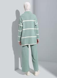 Green Almon - Stripe - Unlined - Crew neck - Knit Suits