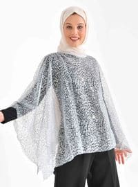 Silver color - Crew neck - Unlined - Poncho