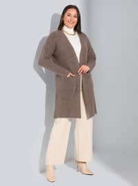 Dark Mink - Plus Size Knit Cardigan