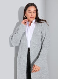 Gray Melange - Plus Size Knit Cardigan