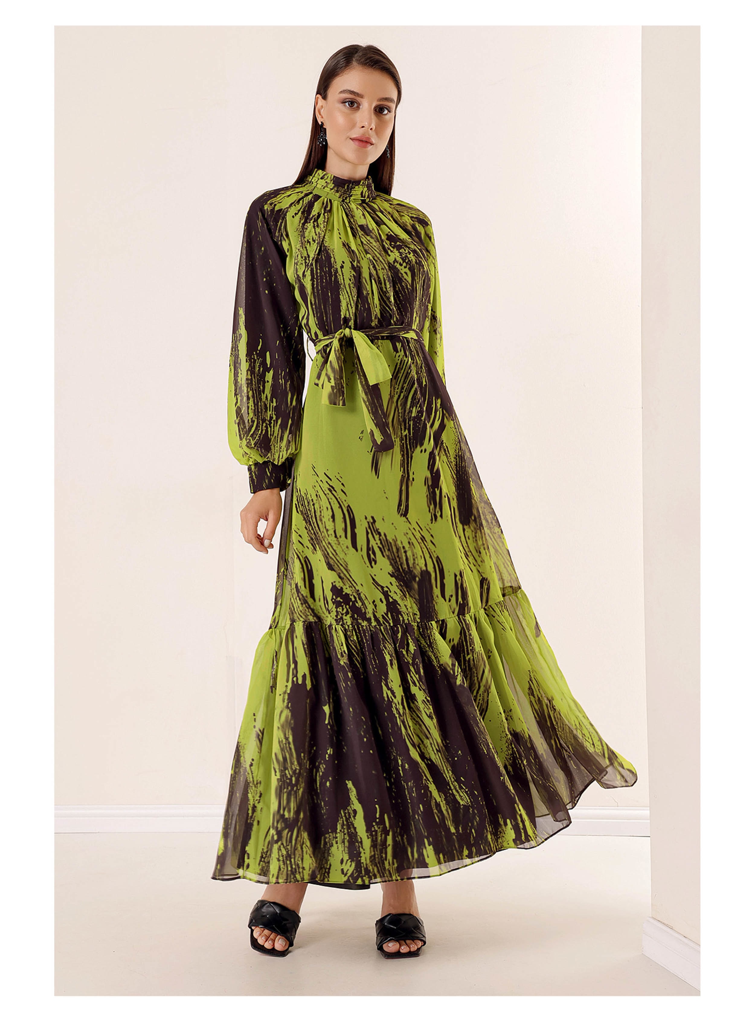 Multi - Pistachio Green - Fully Lined - Multi - Pistachio Green - Dog collar - Dog collar - Evening Dresses