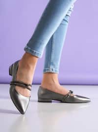 Silver color - Flat - Faux Leather - Flat Shoes