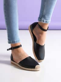 Black - Sandal - Faux Leather - Sandal