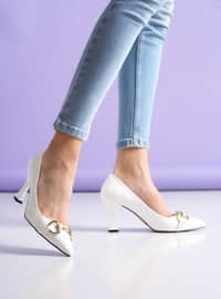White - High Heel - Faux Leather - Heels