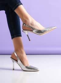 Silver color - High Heel - Faux Leather - Heels