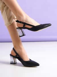 Black - High Heel - Faux Leather - Heels
