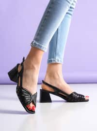 Black Patent Leather - High Heel - Faux Leather - Heels