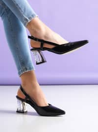Black - High Heel - Faux Leather - Heels