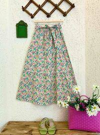 Green - Floral - Unlined - Skirt