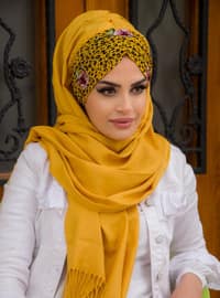 Mustard - Floral - Cotton - Instant Scarf