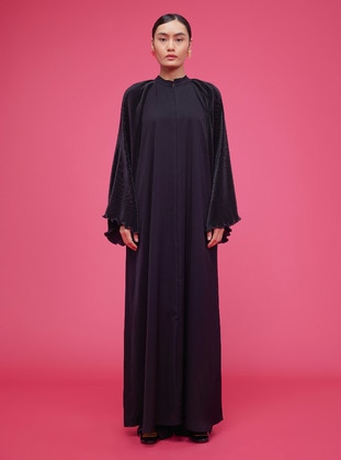 Black - Unlined - Crew neck - Abaya - Nuum Design