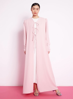 Pink - Unlined - V neck Collar - Abaya - Nuum Design