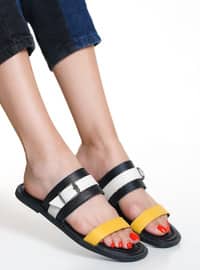 Black - Yellow - Sandal - Slippers
