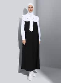 Black - White - Modest Dress