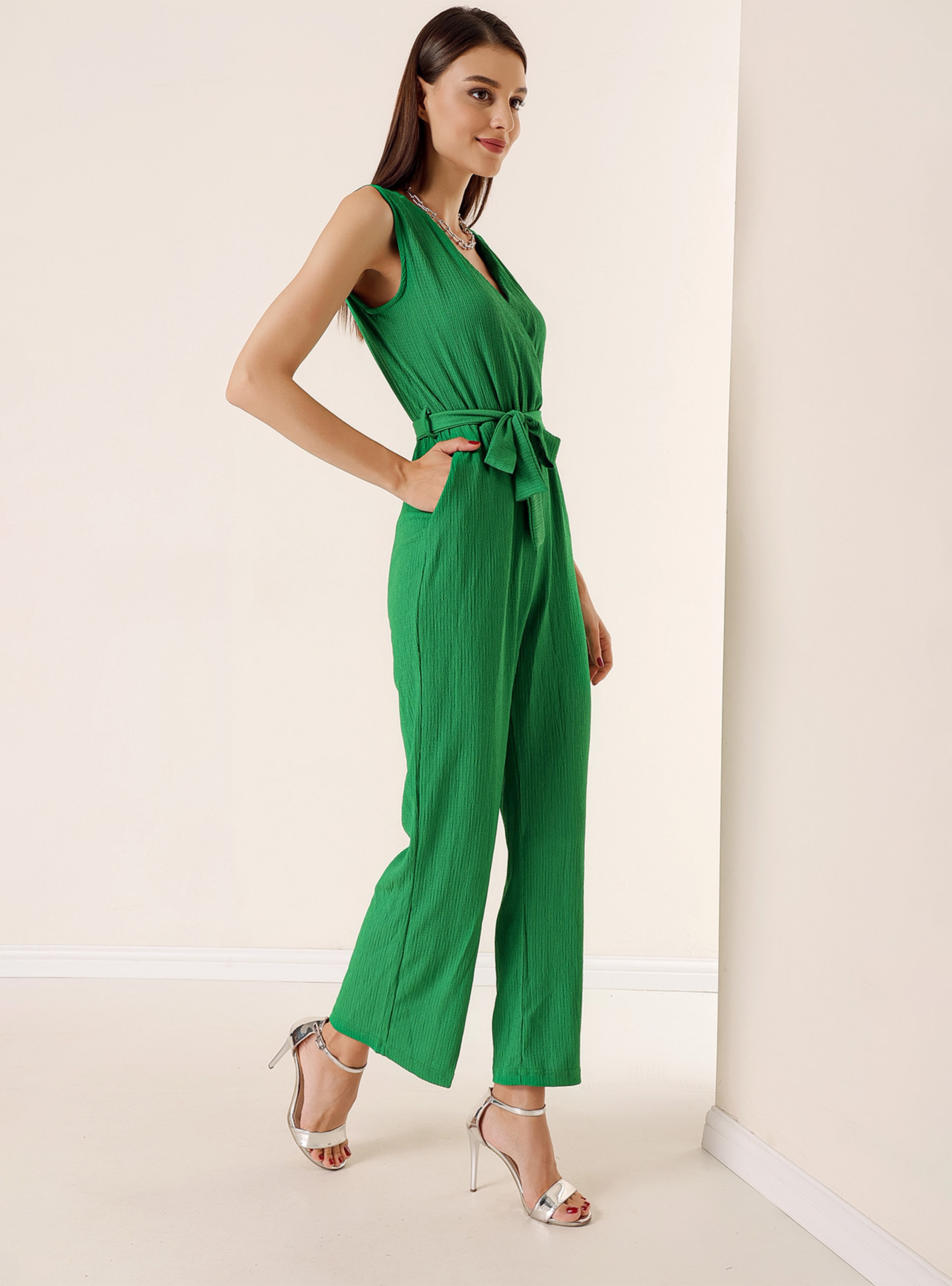 Green - Double-Breasted - Jumpsuit