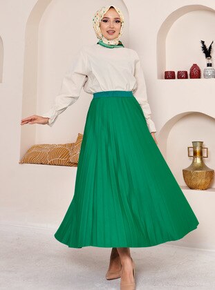 Green - Unlined - Skirt - Buslem.co