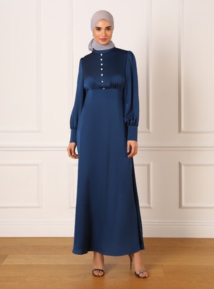 Navy Blue - Modest Evening Dress - Refka