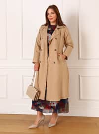 Beige - Plus Size Trench coat