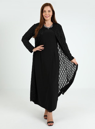 Black - Plus Size Evening Dress - Atay Gökmen