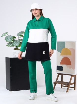 Green - Polo - Tracksuit Set - Bwest