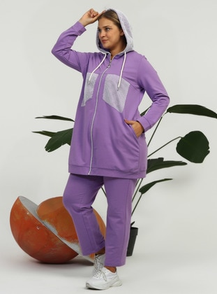 Lilac - Hooded collar - Tracksuit Set - Bwest