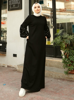 Black - Modest Dress - Bwest