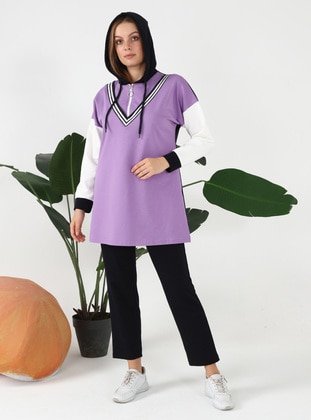 Lilac - Hooded collar - Tracksuit Set - Bwest