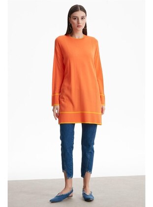 Orange - Unlined - Knit Tunics - TIĞ TRİKO