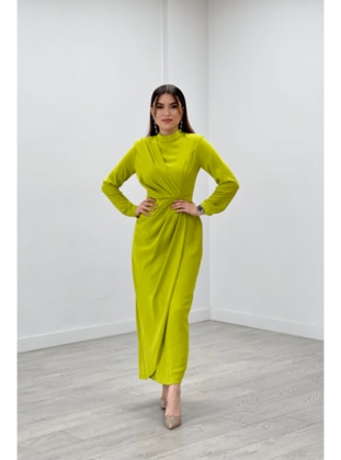 Yellow - Modest Evening Dress - Giyim Masalı