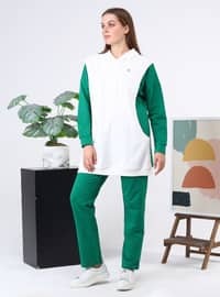 Green - Hooded collar - Tracksuit Set