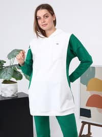 Green - Hooded collar - Tracksuit Set