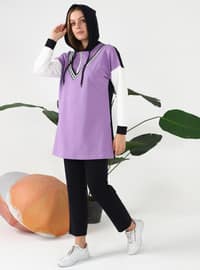 Lilac - Hooded collar - Tracksuit Set