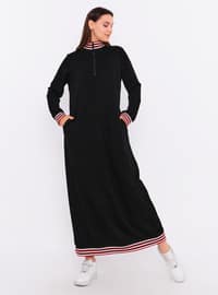 Black - Polo neck - Modest Dress